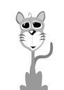 Sweet gray cat comic art Royalty Free Stock Photo