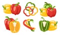 Sweet green, red and yellow bell peppers set isolated on white background Royalty Free Stock Photo