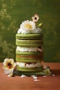 A sweet, green tea-inspired layered macarons with delicate cream