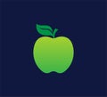sweet green yellowish apple fruit vector logo design on dark blue background
