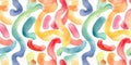 Sweet Gummy Worms Candy Horizontal Watercolor Illustration.