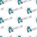 Sweet Happy Mother Bear Family Love Vector Pattern Royalty Free Stock Photo