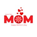 Sweet happy mothers day flower and hearts greeting
