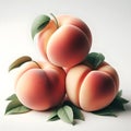 Sweet Harmony: Three Peaches Stacked in Delicate Balance.