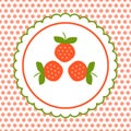 Sweet and healthy homemade strawberry jam paper label set vector illustration