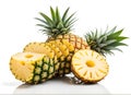 Sweet healthy pineapples on white