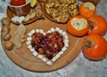 Sweet Heart of dried fruit - tea with spices, fruits and sweets Royalty Free Stock Photo