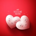 Sweet Hearts of Happy Lovers for Happy Valentines Day Greetings in Red Background Royalty Free Stock Photo