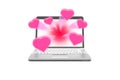 Sweet hearts rush from laptop notebook