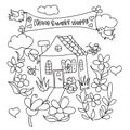 Sweet Home doodles coloring page