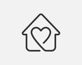 Sweet home icon vector line design. Love house symbol Royalty Free Stock Photo