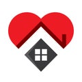 Sweet home logo - outline house and heart symbol. Love and family, social work and charity vector icon Royalty Free Stock Photo