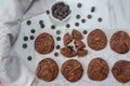 Sweet home made chocolate brownie cookies on  a table Royalty Free Stock Photo