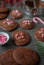 Sweet home made chocolate candy cane christmas cookies Royalty Free Stock Photo