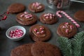 Sweet home made chocolate candy cane christmas cookies Royalty Free Stock Photo