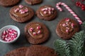 Sweet home made chocolate candy cane christmas cookies Royalty Free Stock Photo