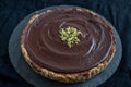 Sweet home made chocolate elderflower cake on a table