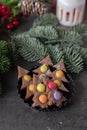 Sweet home made chocolate gingerbread christmas tree cookies Royalty Free Stock Photo