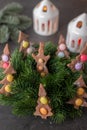 Sweet home made chocolate gingerbread christmas tree cookies Royalty Free Stock Photo