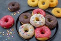 Sweet home made donuts with frosting Royalty Free Stock Photo