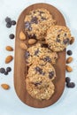 Home made healthy Almond chocolate chip vegan cookies Royalty Free Stock Photo