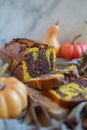 sweet Home made pumpkin chocolate marble cake Royalty Free Stock Photo