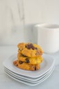 Sweet home made pumpkin chocolate chip cookies Royalty Free Stock Photo