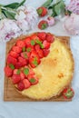 Sweet home made strawberry vanilla tarte on a table Royalty Free Stock Photo