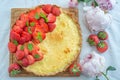 Sweet home made strawberry vanilla tarte on a table Royalty Free Stock Photo