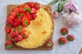 Sweet home made strawberry vanilla tarte on a table Royalty Free Stock Photo