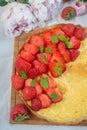 Sweet home made strawberry vanilla tarte on a table Royalty Free Stock Photo