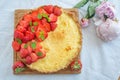 Sweet home made strawberry vanilla tarte on a table Royalty Free Stock Photo