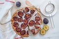 Home made vanilla almond tarte with plums