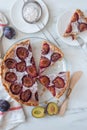 Home made vanilla almond tarte with plums