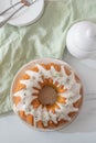 Sweet home made vanilla pound cake with lemon frosting Royalty Free Stock Photo