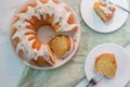 Sweet home made vanilla pound cake with lemon frosting Royalty Free Stock Photo