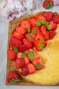 Sweet home made vanilla Strawberry Cake Royalty Free Stock Photo