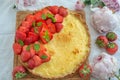 Sweet home made vanilla Strawberry Cake Royalty Free Stock Photo