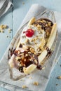 Sweet Homemade Banana Split Sundae Royalty Free Stock Photo