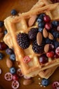 Belgian waffles with jam and berry Royalty Free Stock Photo