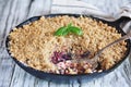 Sweet Homemade Blackberry Basil Cobbler Baked in a Cast Iron Pan Royalty Free Stock Photo