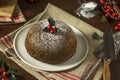 Sweet Homemade Christmas Figgy Pudding Royalty Free Stock Photo