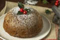 Sweet Homemade Christmas Figgy Pudding Royalty Free Stock Photo