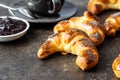 Sweet homemade croissants with poppy