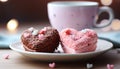 Sweet homemade dessert on pink table, close up of chocolate cookie generated by AI Royalty Free Stock Photo