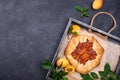 Sweet homemade galette pie with apricots Royalty Free Stock Photo