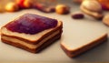 Sweet Homemade Gourmet Peanut Butter and Jelly Sandwich. Generative AI. Royalty Free Stock Photo