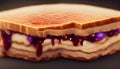 Sweet Homemade Gourmet Peanut Butter and Jelly Sandwich. Generative AI. Royalty Free Stock Photo