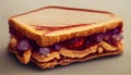 Sweet Homemade Gourmet Peanut Butter and Jelly Sandwich. Generative AI. Royalty Free Stock Photo