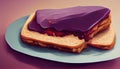 Sweet Homemade Gourmet Peanut Butter and Jelly Sandwich. Generative AI. Royalty Free Stock Photo